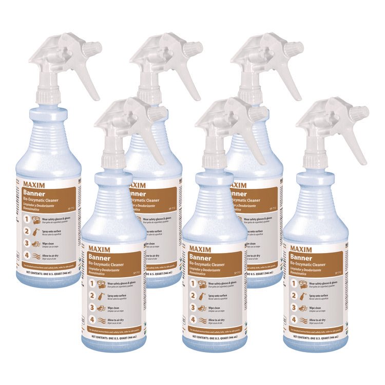 Maxim Banner Bio-Enzymatic Cleaner, Safe-to-Ship, Fresh Scent, 32 oz Bottle, 6/Carton (MLB07120086)
