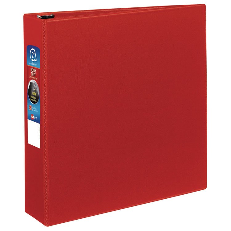 Avery Heavy-Duty Non-View Binder with DuraHinge and One Touch EZD Rings, 3 Rings, 2" Capacity, 11 x 8.5, Red (AVE79582)