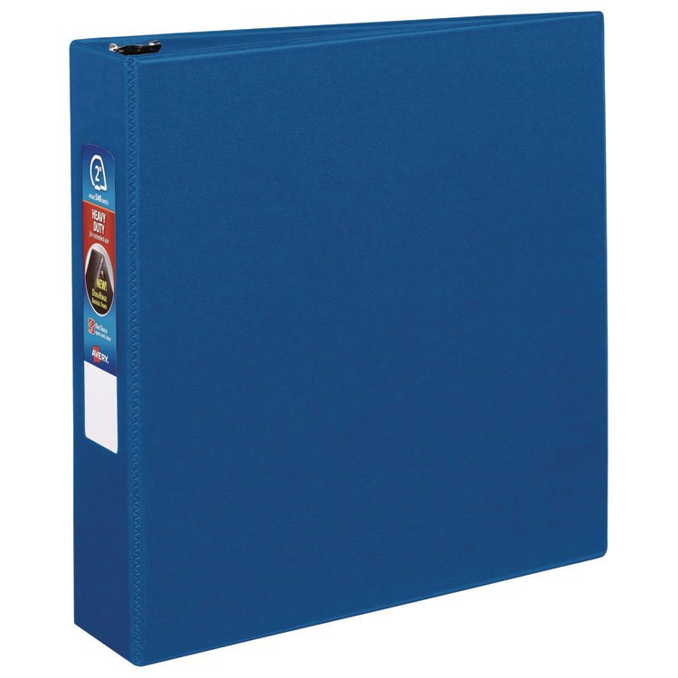 Avery Heavy-Duty Non-View Binder with DuraHinge and One Touch EZD Rings, 3 Rings, 2" Capacity, 11 x 8.5, Blue (AVE79882)