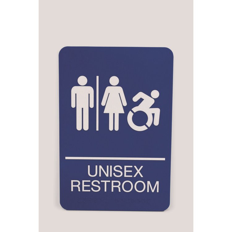 Headline Sign ADA Sign, Unisex Restroom, 6 x 9, Blue Face, White Graphics (USS7771)