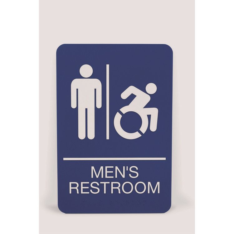 Headline Sign ADA Sign, Men's Restroom, 6 x 9, Blue Face, White Graphics (USS7774)