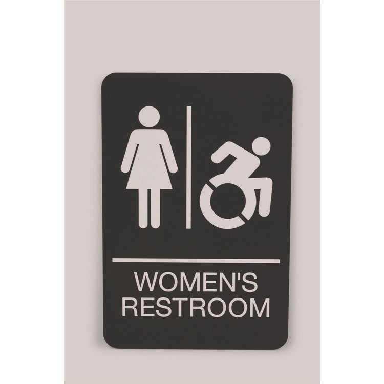 Headline Sign ADA Sign, Women's Restroom, 6 x 9, Black Face, White Graphics (USS7778)