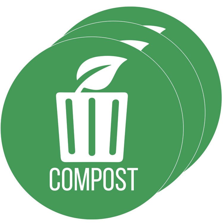HLS COMMERCIAL Vinyl Decals, Compost, 4" Diameter, Green/White, 3/Pack (HLMHLSKERCCOMP3)