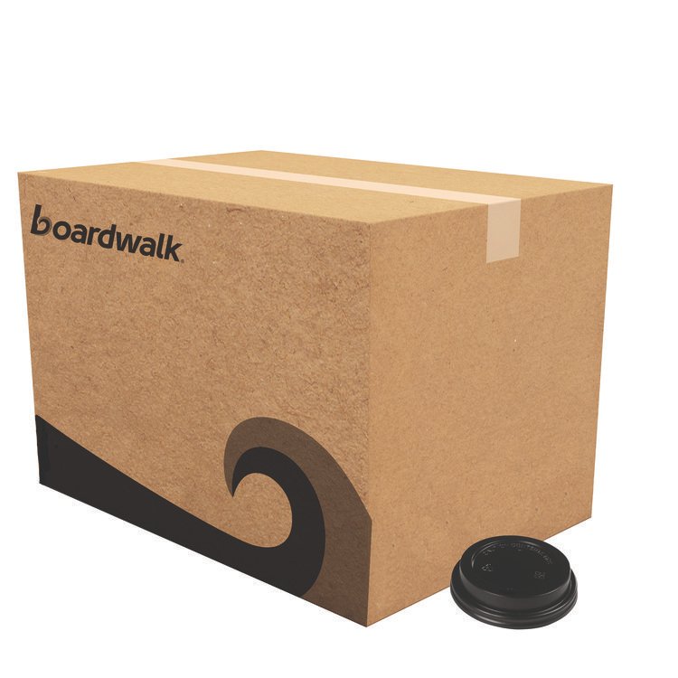 Boardwalk Hot Cup Lids, Fits 10 oz to 20 oz Hot Cups, Plastic, Black, 1,000/Carton (BWKHOTBL1020)