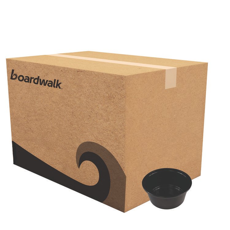 Boardwalk Souffle/Portion Cups, 3.25 oz, Plastic, Black, 2,500/Carton (BWKPRTN325BL)