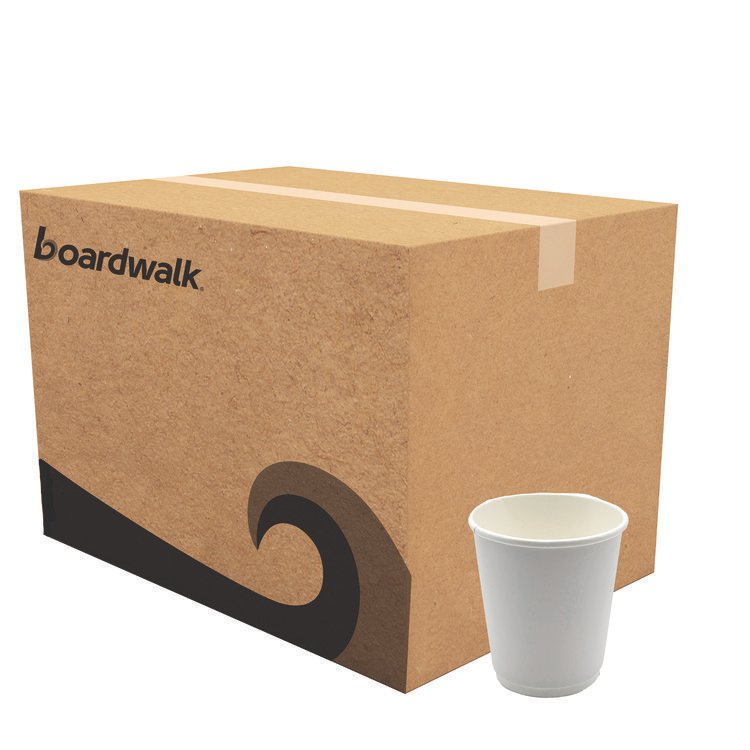 Boardwalk Paper Hot Cups, Double-Walled, 8 oz, White, 500/Carton (BWKDW8HCUP)