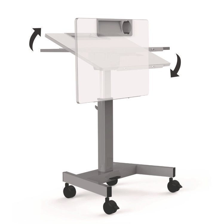 LUXOR WORKSPACES, LLC Pneumatic Adjustable Height Flip Top Student Desk, 27.5 x 19.5 x 26.25 to 42, White/Gray (LXCSTUDENTPTILT)