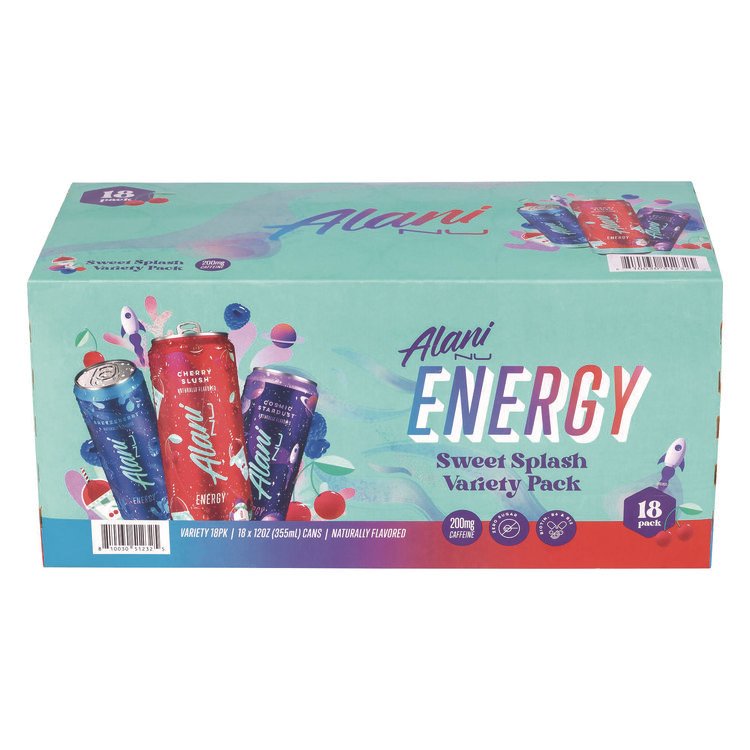ALANI NU Energy Sweet Splash Variety Pack, Assorted Flavors, 12 oz Can, 18/Carton (GRR22002374)