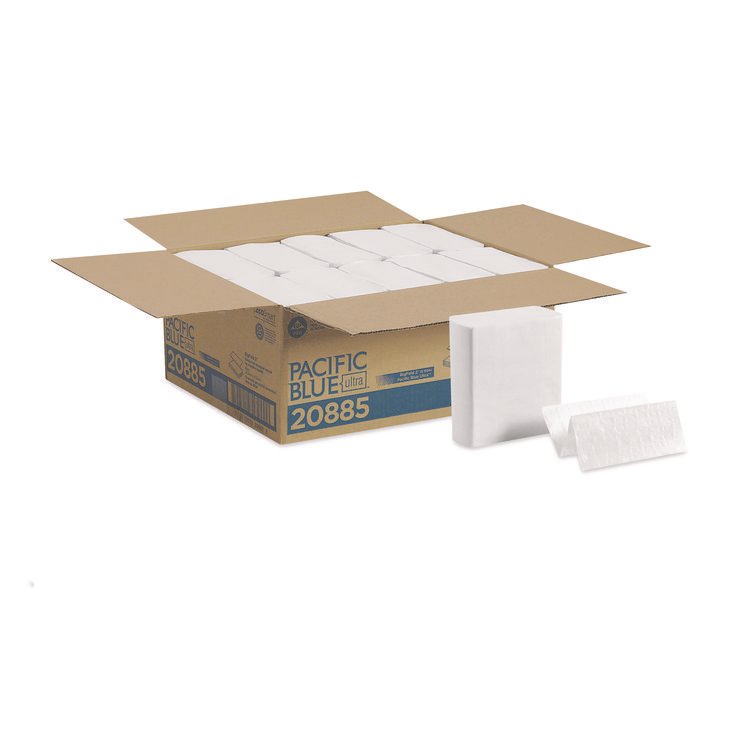 Georgia Pacific Professional Pacific Blue Ultra Z-Fold Folded Paper Towels, 1-Ply, 8 x 11, White, 260/Pack, 10 Packs/Carton (GPC20885)