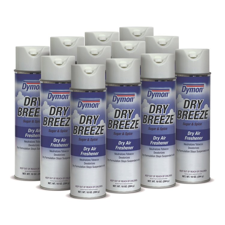 Dymon Dry Breeze Aerosol Air Freshener, Sugar and Spice, 10 oz Aerosol Spray, 12/Carton (ITW70220)