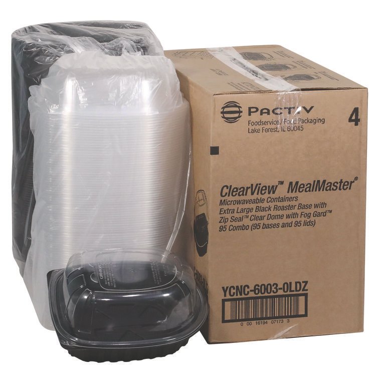 Pactiv Evergreen ClearView MealMaster Chicken Roaster, 10.75 x 8.5 x 4.25, Black/Clear, Plastic, 95/Carton (PCTYCNC60030LDZ)
