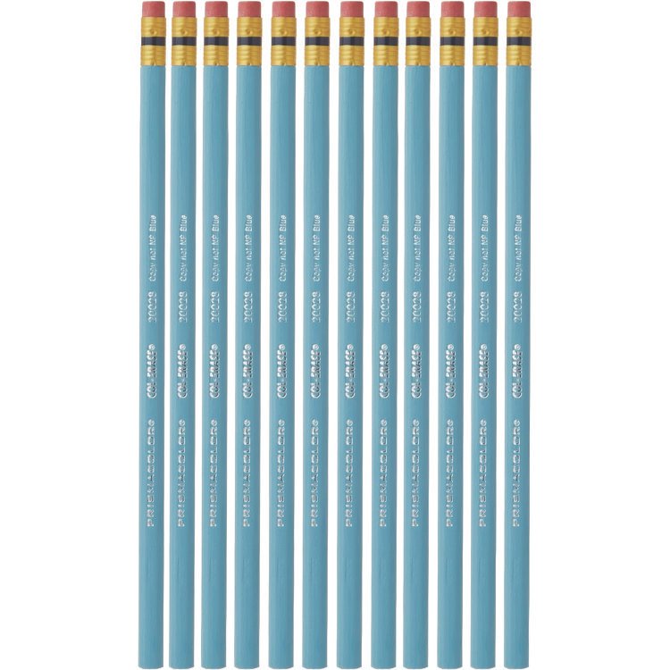 Prismacolor Col-Erase Pencil with Eraser, 0.7 mm, 2B, Non-Photo Blue Lead, Non-Photo Blue Barrel, Dozen (SAN20028)