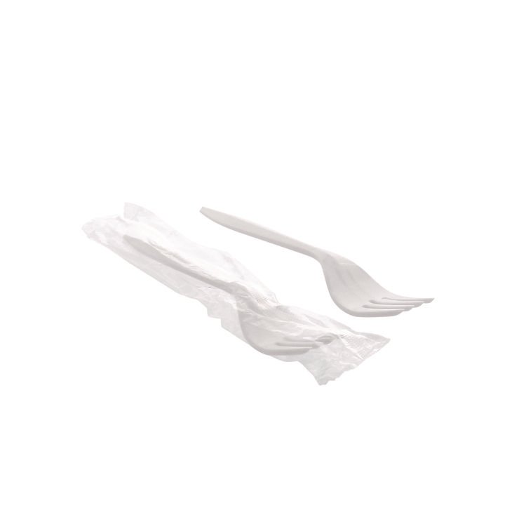 Pactiv Evergreen Fieldware Cutlery, Individually Wrapped, Mediumweight Fork, Plastic, White, 1,000/Carton (PCTFKFWCH)