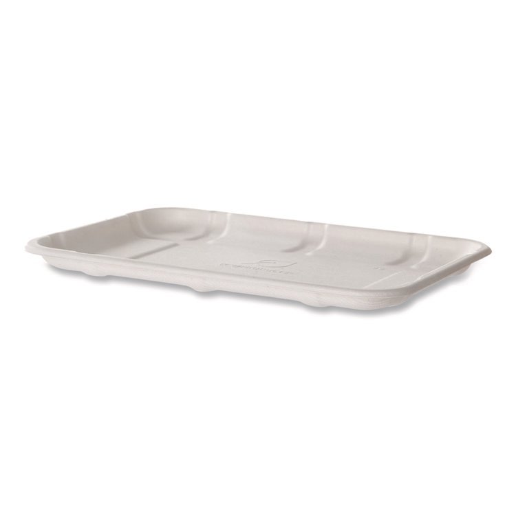Eco-Products Meat and Produce Food Trays, 8.5 x 6.2 x 0.5, White, Sugarcane Fiber, 400/Carton (ECOEPMP2SNFA)