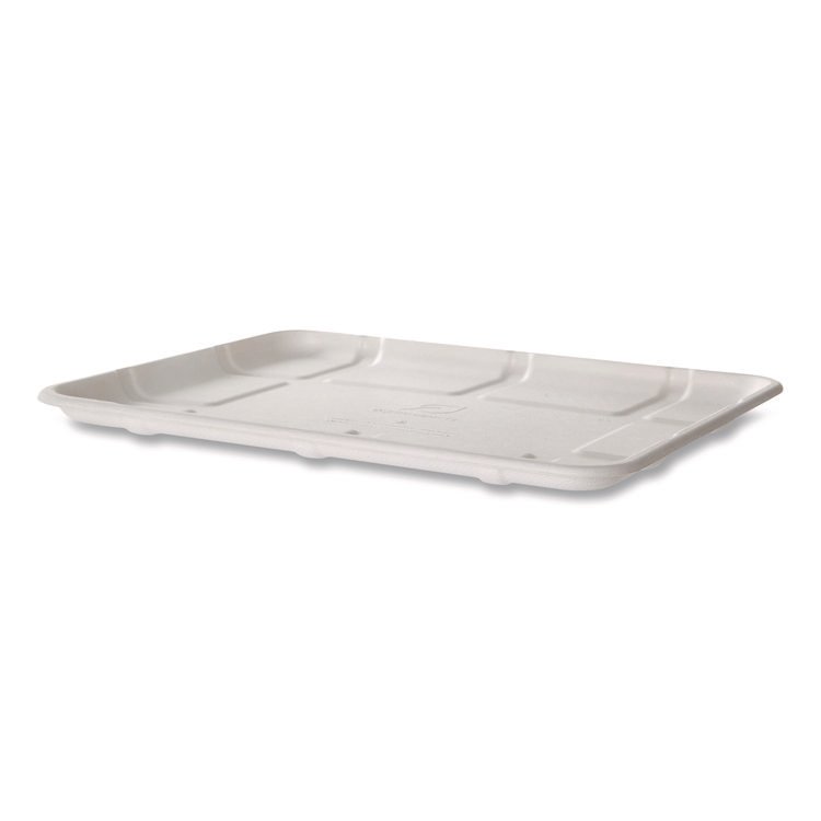 Eco-Products Meat and Produce Food Trays, 10.52 x 8.5 x 0.5, White, Sugarcane Fiber, 300/Carton (ECOEPMP8SNFA)