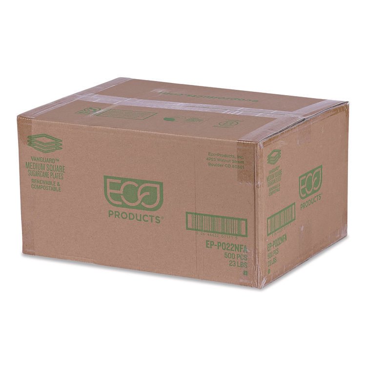 Eco-Products Vanguard Renewable and Compostable Sugarcane Plates, Plate, 7.87 x 7.87, White, 500/Carton (ECOEPP022NFA)