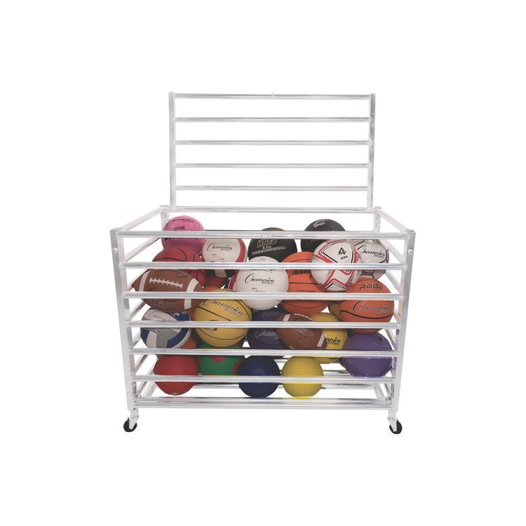 Champion Sports Economy Locking Ball Carrier, Metal, 264 lb Capacity, 23" x 45" x 32", White (CSIEBLXX)