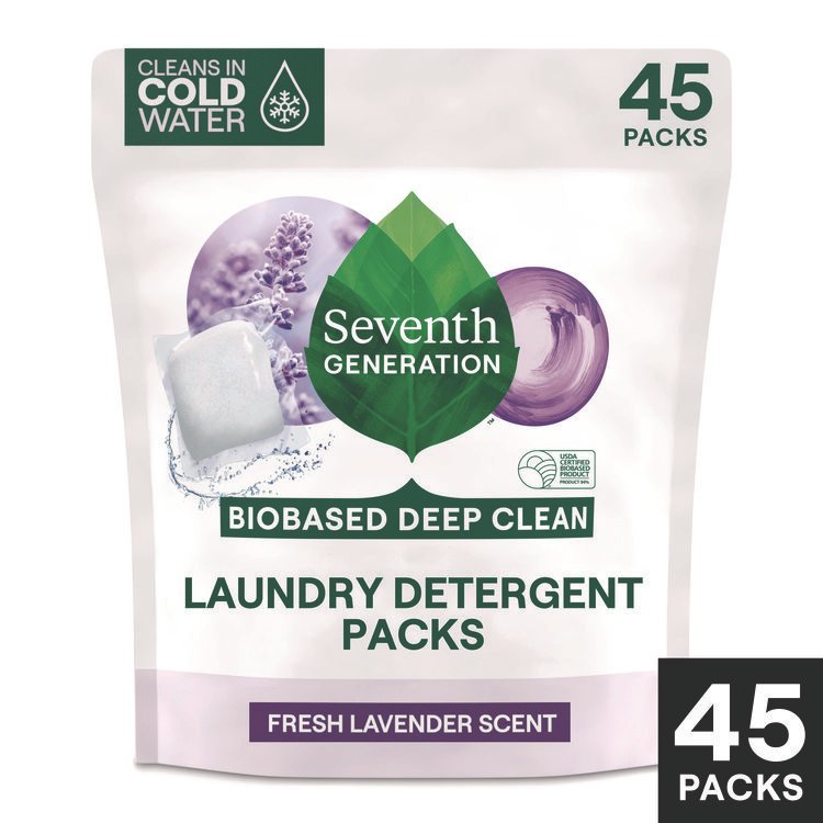 Seventh Generation Natural Laundry Detergent Packs, Powder, Lavender Scent, 45 Packets/Pack, 8/Carton (SEV62692700)