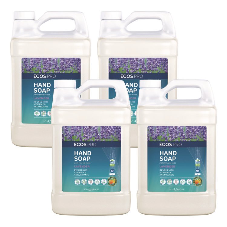 ECOS PRO Liquid Hand Soap, Lavender, 1 gal, 4/Carton (EOPPL966504CT)