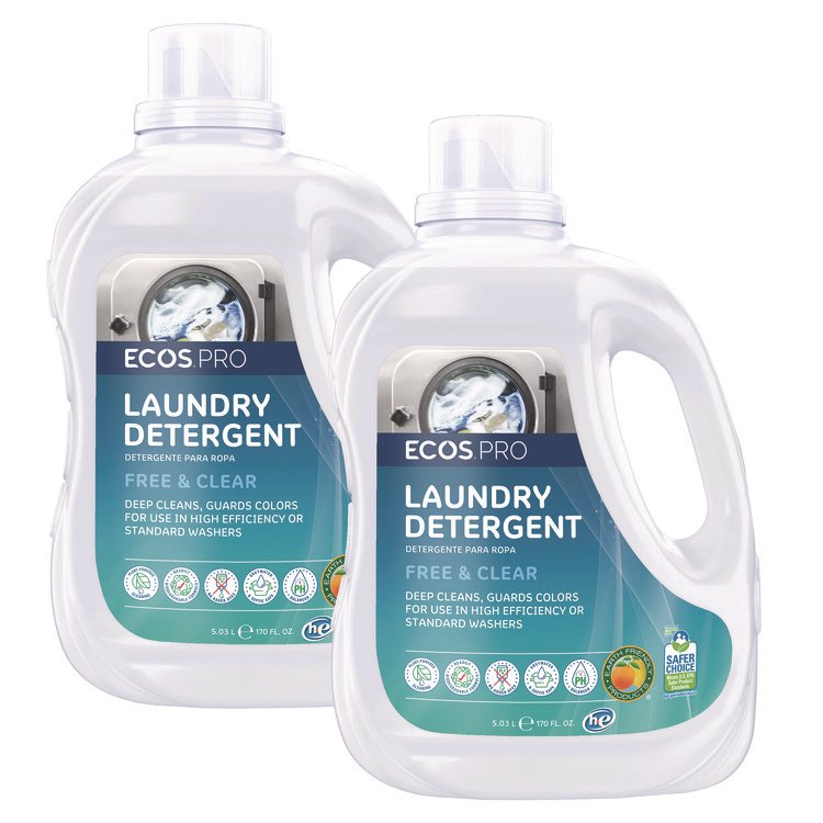 ECOS PRO Laundry Detergent Liquid, Free and Clear, 170 oz Jug, 2/Carton (EOPPL937102CT)