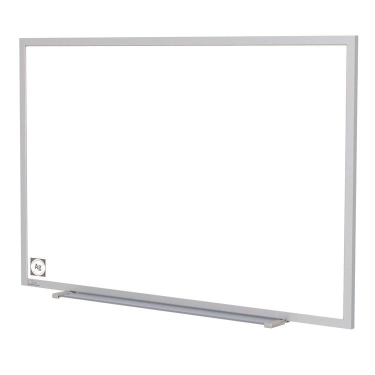 Ghent Hygienic Porcelain Magnetic Whiteboard with Aluminum Frame, 87.91" x 48.5", White Surface, Satin Aluminum Frame (GHEM4474)