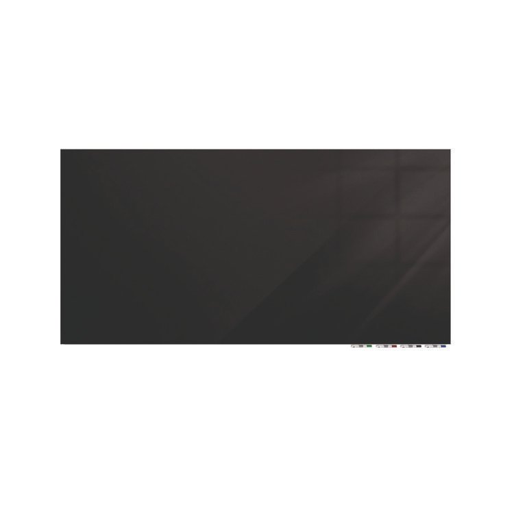 Ghent Aria Low-Profile Frameless Magnetic Glassboard, 96" x 48", Black Surface (GHEARIASM48BK)