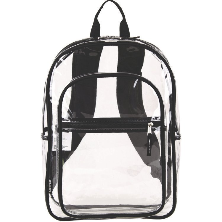 Eastsport Clear with Color Trim Backpack, 11.5" x 5" x 16.5", Clear/Black (EST190991EDBLK)