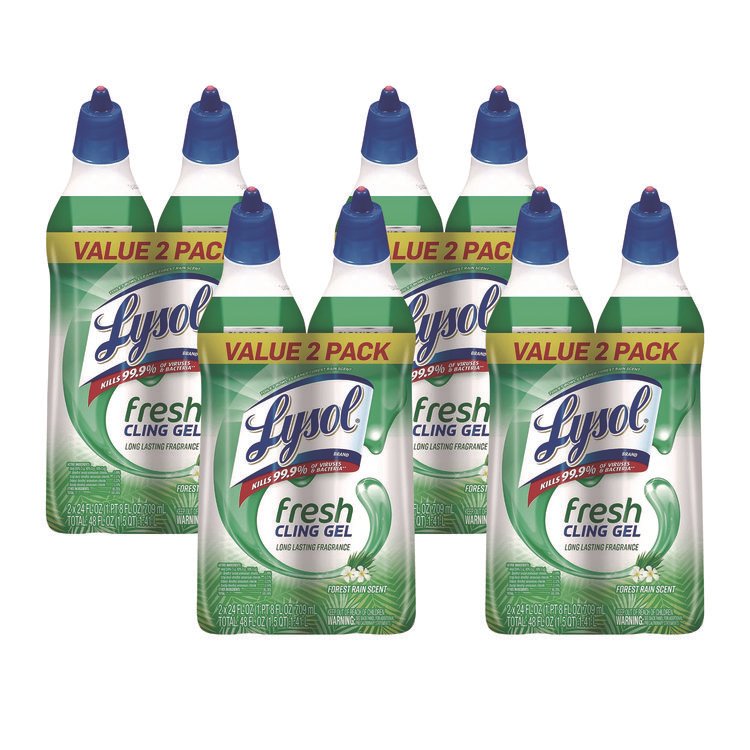 LYSOL Brand Cling and Fresh Toilet Bowl Cleaner, Forest Rain Scent, 24 oz, 2/Pack, 4 Packs/Carton (RAC98015)