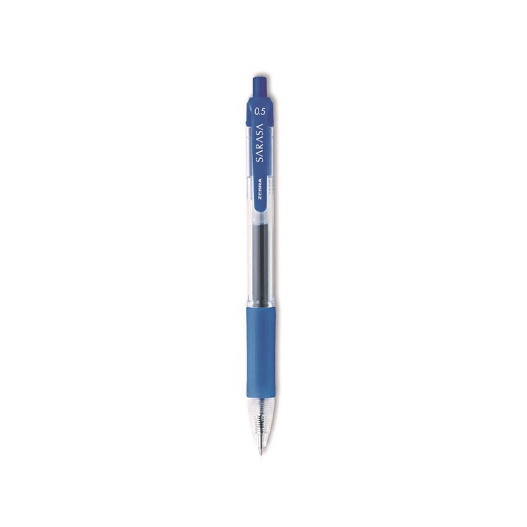 Zebra Sarasa Dry Gel X20 Gel Pen, Retractable, Fine 0.5 mm, Blue Ink, Clear/Blue Barrel, 12/Pack (ZEB46720)