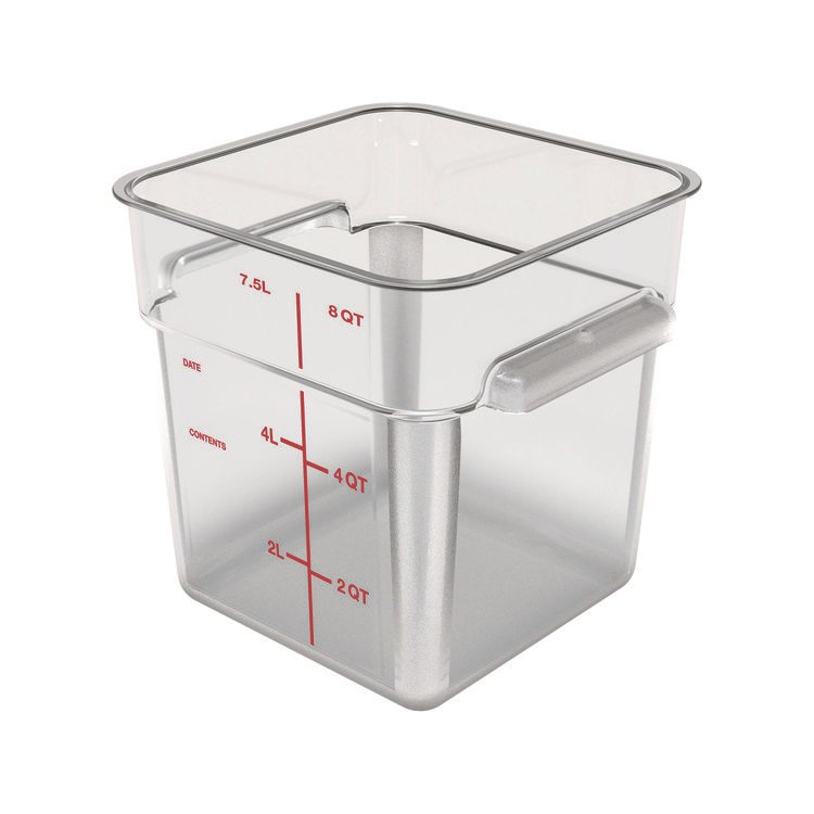 Carlisle Squares Polycarbonate Food Storage Container, 8 qt, 8.75 x 8.75 x 9, Clear, Plastic (CFS1195307)