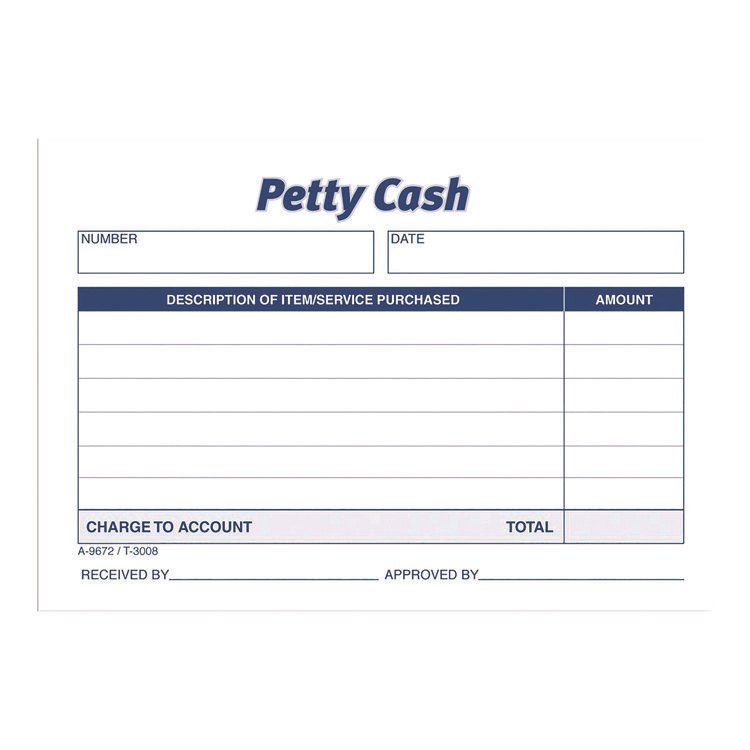 Adams Petty Cash Receipts, One-Part (No Copies), 5 x 3.5, 50 Receipts/Pad, 12 Pads/Pack (ABF9672ABF)