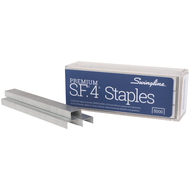 Swingline S.F. 4 Premium Staples, 0.25" Leg, 0.5" Crown, Steel, 5,000/Box (SWI35450)
