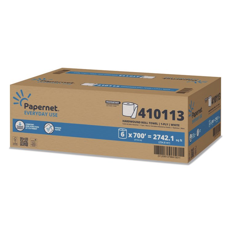 Papernet HyTech Seas Hardwound Roll Towel Heavenly Soft Standard, 1-Ply, 7.9" x 700 ft, White, 6/Carton (SOD410113)