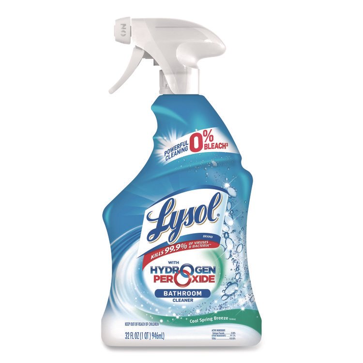 LYSOL Brand Bathroom Cleaner with Hydrogen Peroxide, Cool Spring Breeze, 32 oz Trigger Spray Bottle (RAC99828EA)