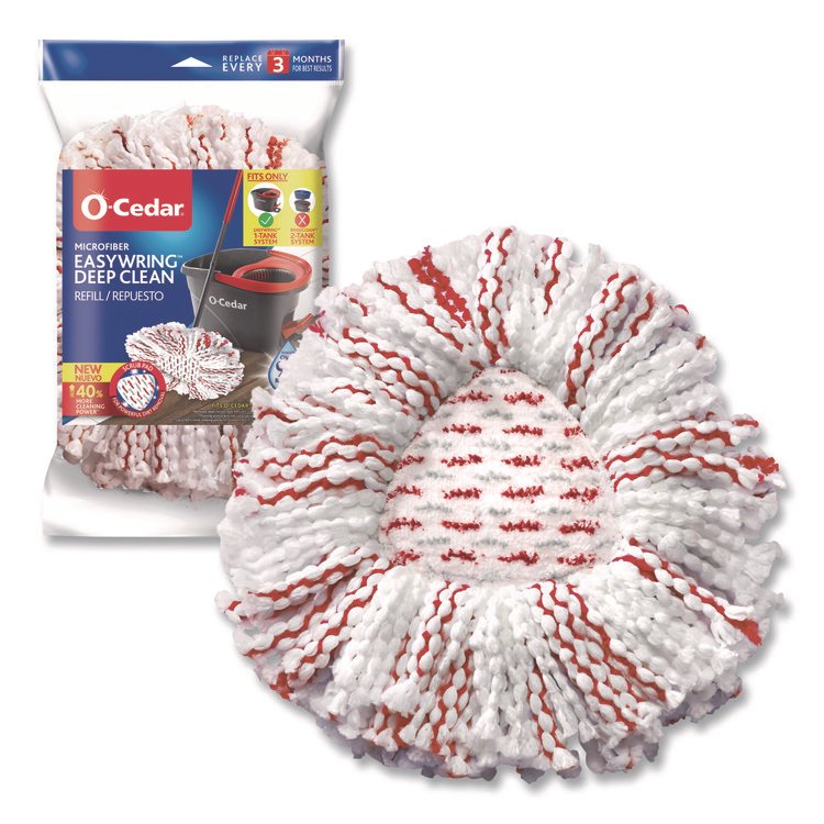 FREUDENBERG HOUSEHOLD PRODUCTS EZWring Deep Clean Refill, Microfiber, Custom size for EZ Wring Mop System, Red/White (FHD170500EA)