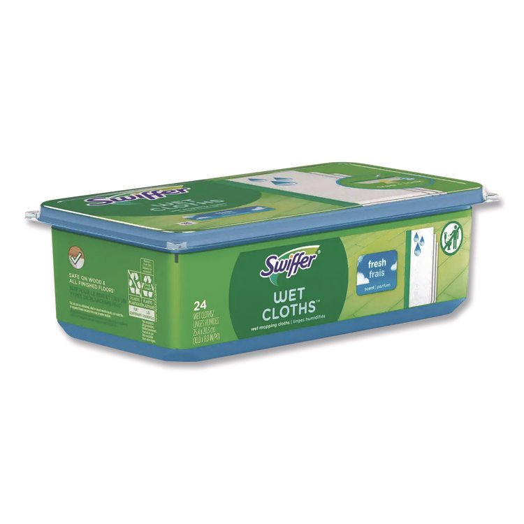 Swiffer Wet Refill Cloths, 8 x 10, Fresh Scent, White, 24/Pack, 6 Packs/Carton (PGC35155)