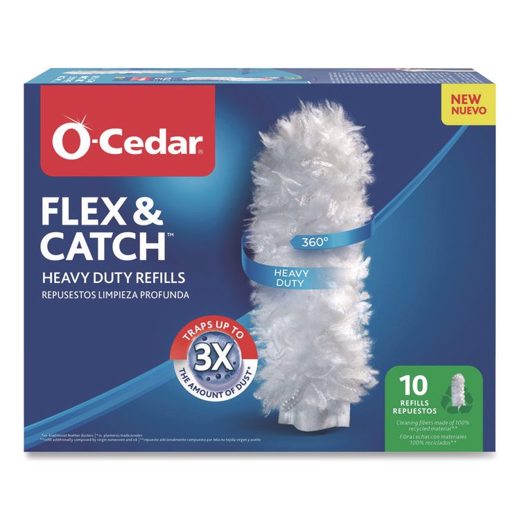 FREUDENBERG HOUSEHOLD PRODUCTS Flex and Catch Duster Heavy-Duty Refills, Polyester, White, 10/Pack, 4 Packs/Carton (FHD172170CT)