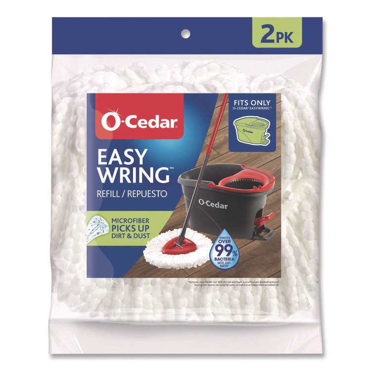 FREUDENBERG HOUSEHOLD PRODUCTS EZWring Spin Mop Refill, Microfiber, Custom Size for EZ Wring Mop Systems, White, 2/Pack (FHD172385PK)