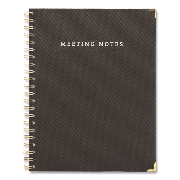 EXCELLO GLOBAL PRODUCTS Meeting Notes Book, Space for Up to 159 Meetings, Meeting-Minutes/Notes Format, Black/Gold Cover, (80) 11 x 8.5 Sheets (GPUSPLS0118BK)
