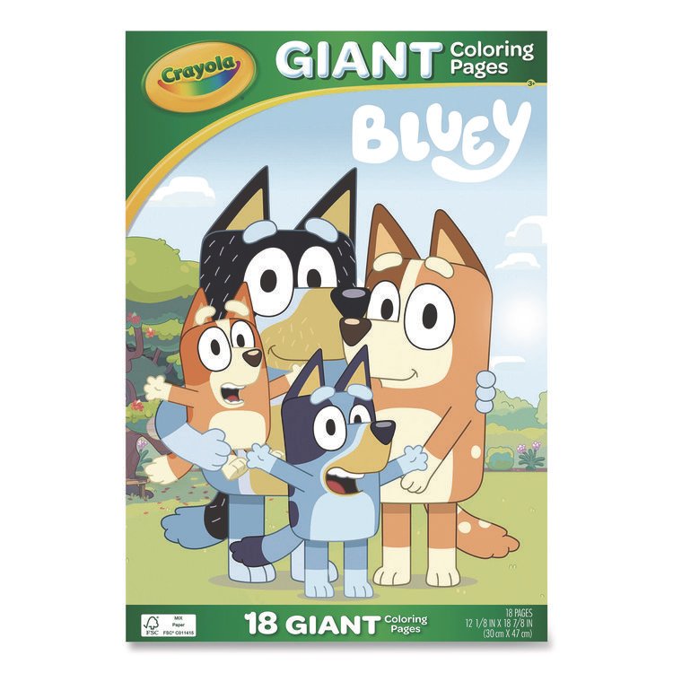 Crayola Bluey Giant Coloring Pages, Ages 3 and Up, 18.88 x 12.13 Sheets, 18 Pages (CYO42663)