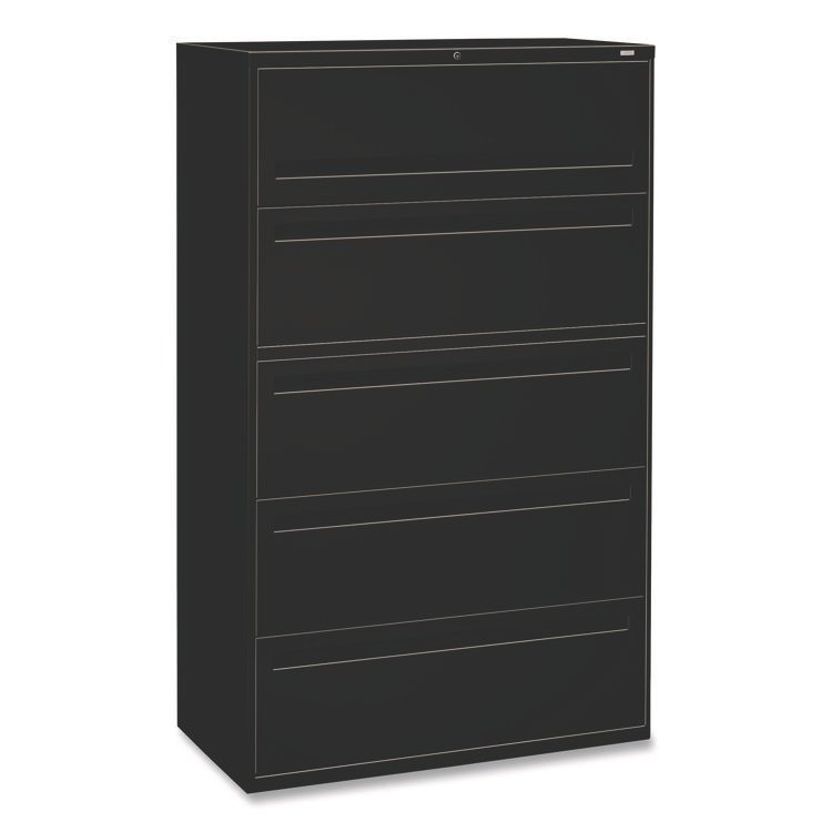 HON Brigade 700 Series Lateral File, 4 Legal-/Letter-Size File Drawers, 1 File Shelf, 1 Post Shelf, Black, 42" x 18" x 64.25" (CS1HON795LP)