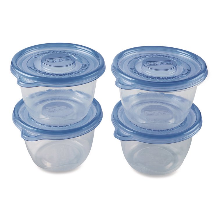 Glad To Go Lunch Containers, 2 Compartments, 32 oz, Plastic, 4/Pack (CLO134347)