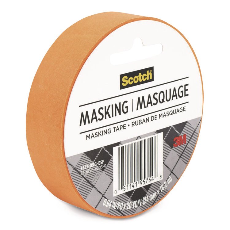 Scotch Expressions Masking Tape, 3" Core, 0.94" x 20 yds, Tangerine (MMM3437ORG)