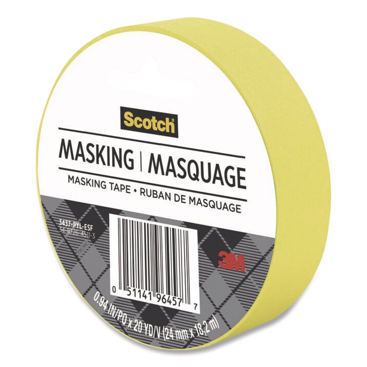 Scotch Expressions Masking Tape, 3" Core, 0.94" x 20 yds, Yellow (MMM3437PYL)