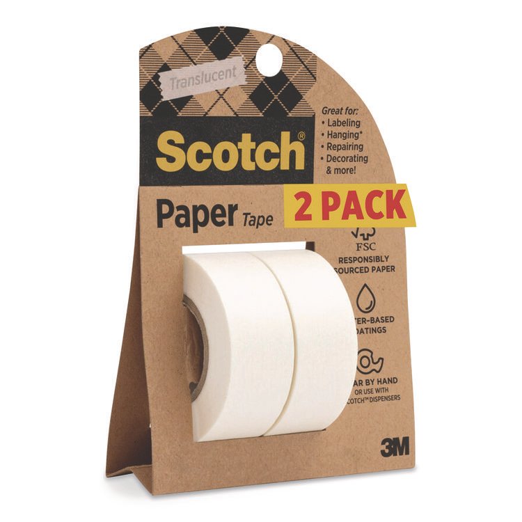 Scotch Paper Tape, 3/4" x 600", White, 2/Pack (MMM8142PSR)