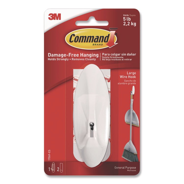 Command Large Wire Hook, Metal/Plastic, White, Supports 5 lbs (MMM70006903192)