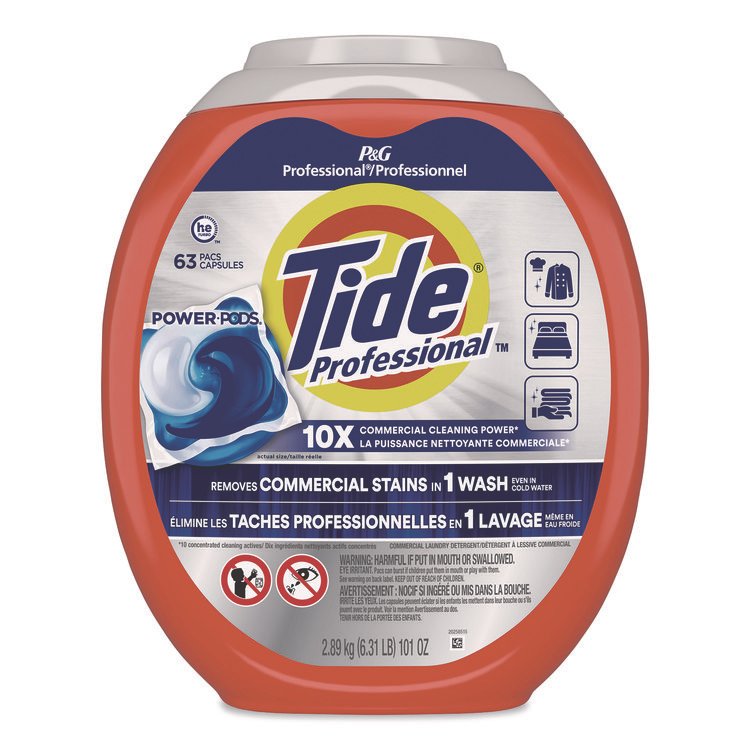 Tide Professional Commercial Power PODS Laundry Detergent, 63 Liquid Pods, 101 oz Tub (PGC14053)
