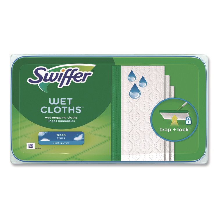 Swiffer Wet Refill Cloths, 10 x 8, Fresh Scent, White, 24/Box (PGC82856BX)