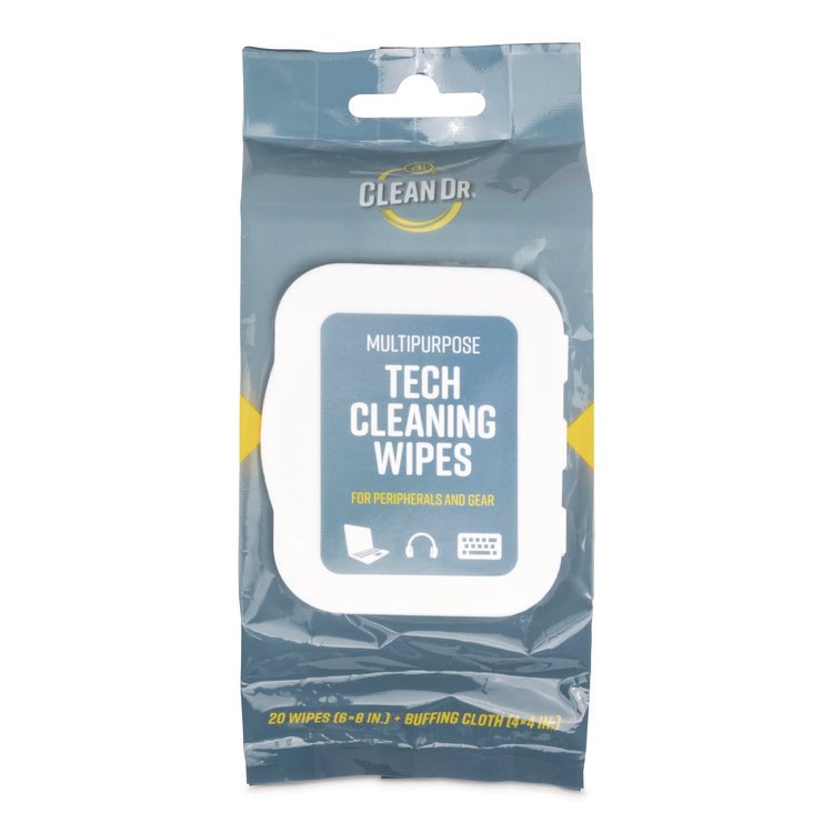 Digital Innovations ScreenDr Device and Screen Cleaning Wipes, 6.88" x 3.9", Unscented, White/Gray, 20/Pack (ASP32566)