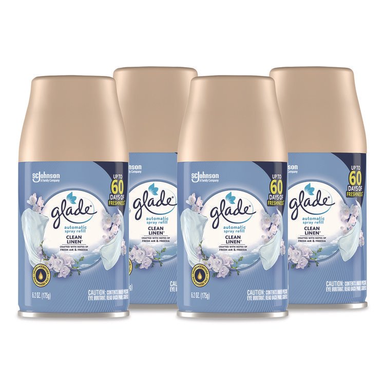 Glade Automatic Air Freshener, Clean Linen, 6.2 oz Can, 4/Pack (SJN333368)